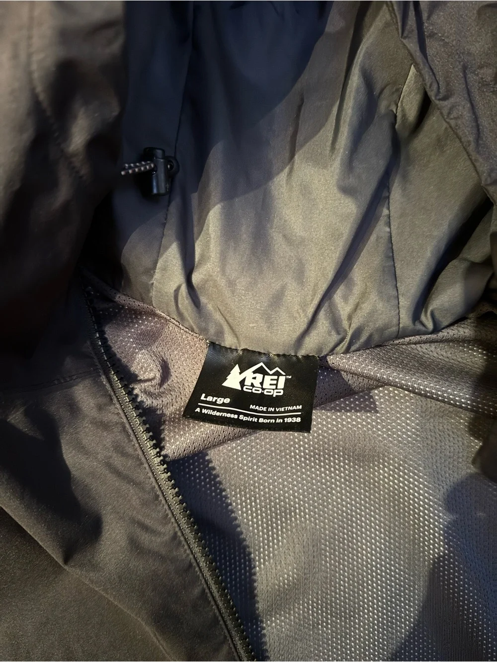 Men's Black REI Hooded Rain Jacket